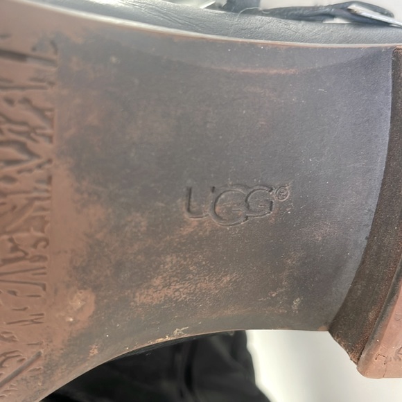 UGG Women's Channing II Boots Leather Sheepskin Sock Liner Black Size 10 - Picture 13 of 14